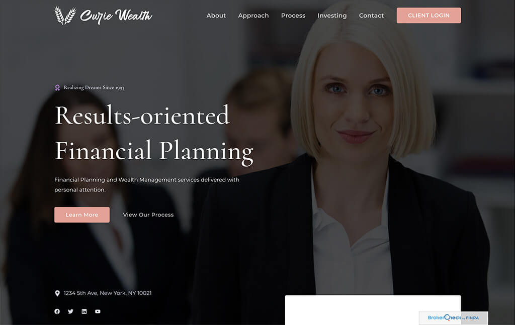 Advisor Designs' Advisor Website Curie template