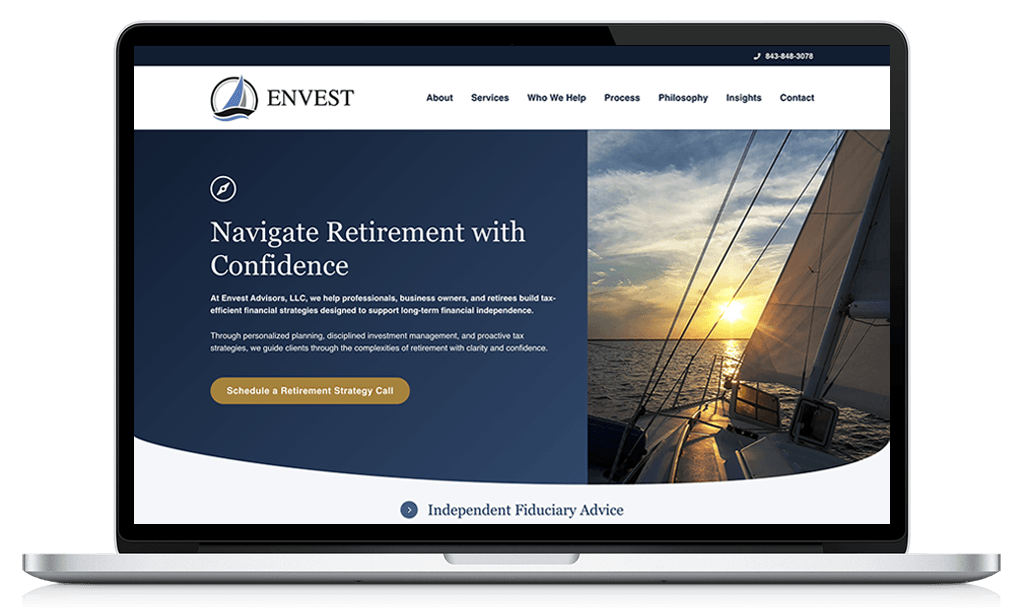 Case Study: Envest Adviosrs Financial Advisor Website desktop viewport